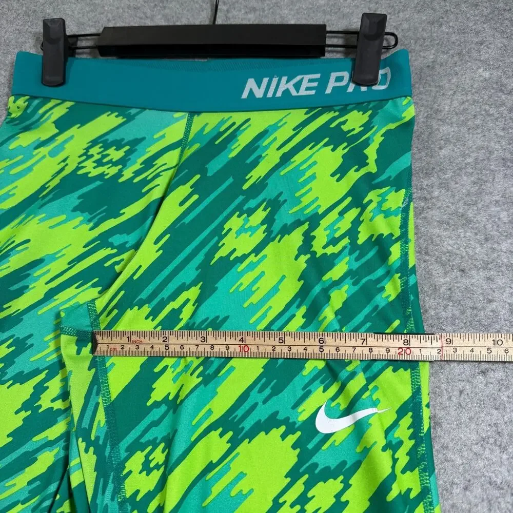 Nike Pro Compression Leggings Womens XL Neon Green Camo Running Yoga Training